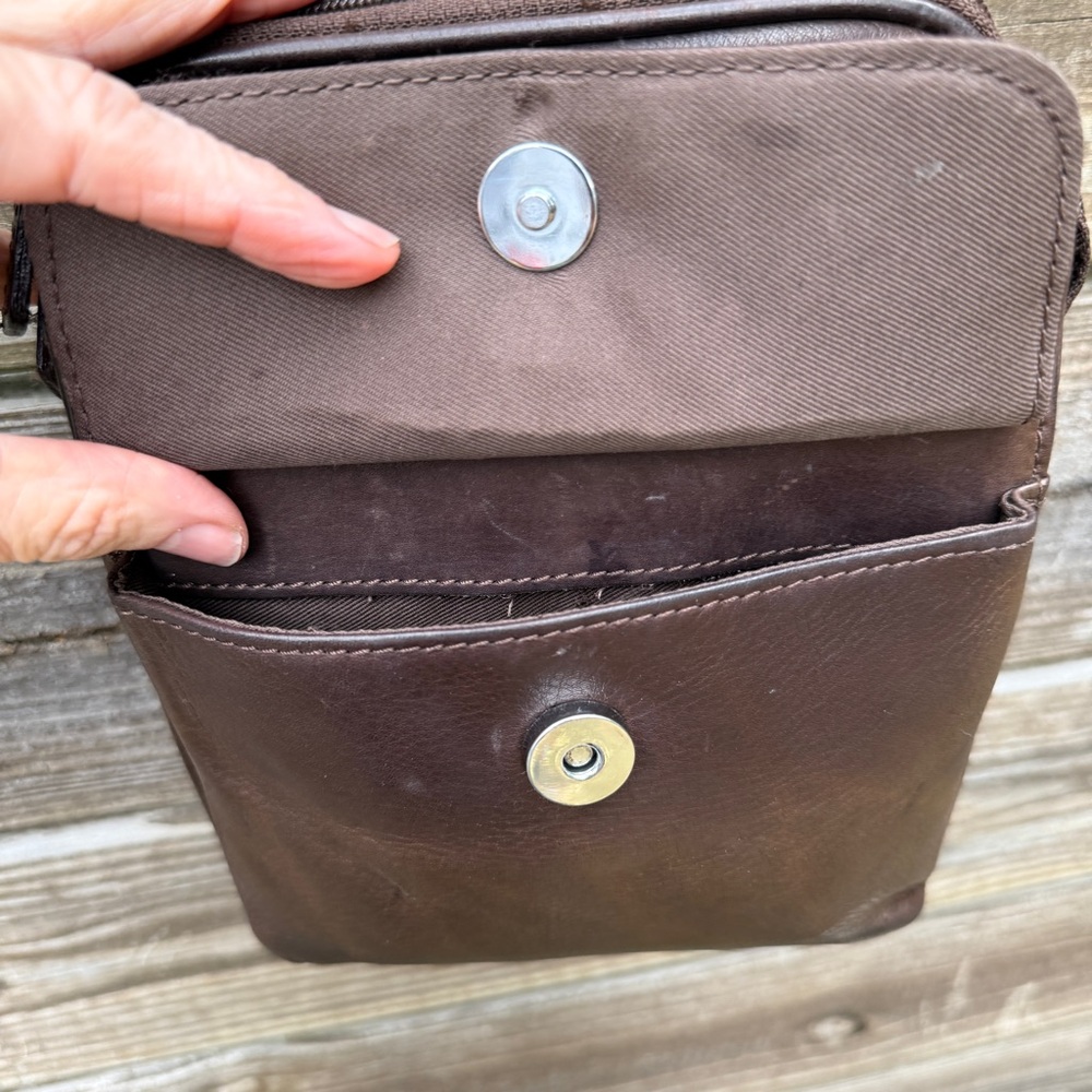 Vintage Fossil Brown Leather Organizer Crossbody Bag Functional Retro Classic - Picture 8 of 13